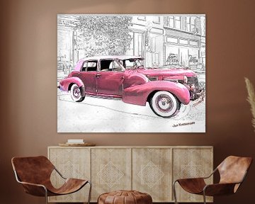 Roze Cadillac uit 1940 van Atelier Liesjes