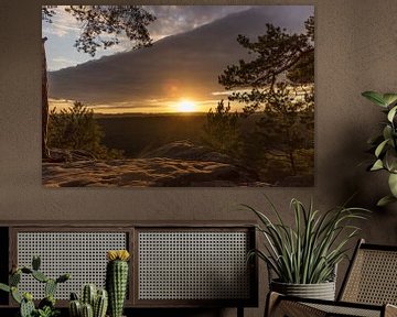 Zonsondergang Adlerhorst Luxemburg van Karsten van Herwaarden