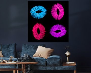 Multi colour Kiss on black von ART Eva Maria