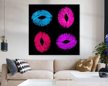 Multi colour Kiss on black van ART Eva Maria