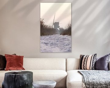 Windmolen in de sneeuw van Dave van Dokkum