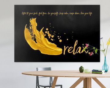 Text Art Relax | zwart/goud van Melanie Viola