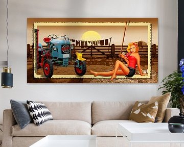 Speld op Meisje met de tractor op de boerderij van Monika Jüngling