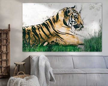 Digitale tekening van een tijger von Studio Mirabelle