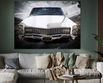 White Cadillac in the Country Road by Nicky`s Prints