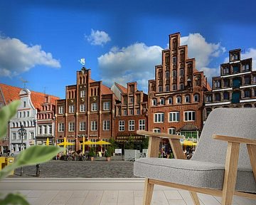 Het plein "Am Sande" in Lüneburg van Gisela Scheffbuch