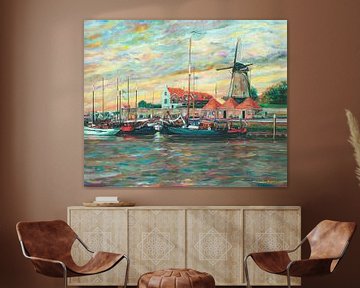 Gemälde des Hafens, Zierikzee in Zeeland von Atelier Liesjes