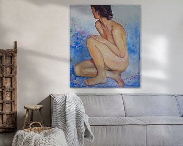 Femme accroupie sexy, nue, Hubertine Heijermans sur Atelier Liesjes