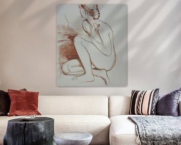 Femme accroupie, nue sexy, Hubertine Heijermans sur Atelier Liesjes