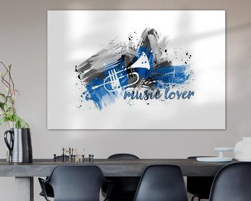 Graphic Art MUSIC LOVER | blauw van Melanie Viola