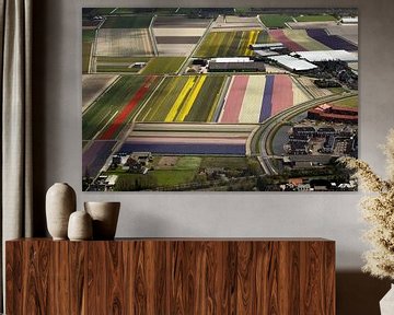 Luchtfoto van bloembollenvelden bij Noordwijk-Noordwijkerhout by Meindert van Dijk