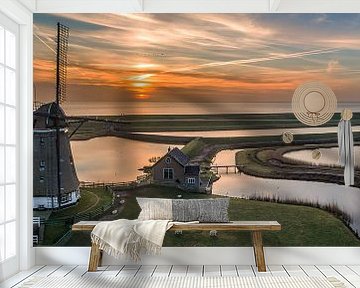 Windmühle Het Noorden Texel Sonnenaufgang von Texel360Fotografie Richard Heerschap