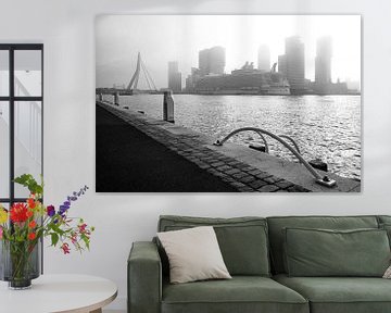 Cruiseschip Oasis of the Seas in Rotterdam (zwart-wit foto) van Martijn Smeets