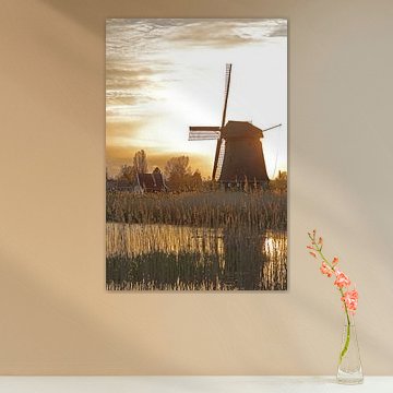 Windmill in the sunset at the Hoornse Vaart-Alkmaar