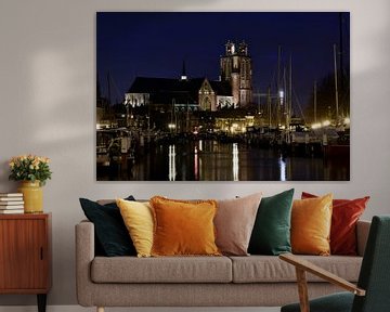 Dordrecht Grotekerk Nieuwehaven-Knolhaven tijdens het blauweuurtje van Wim Brand