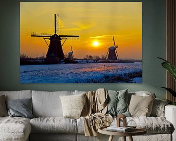 Sunrise Kinderdijk in winter