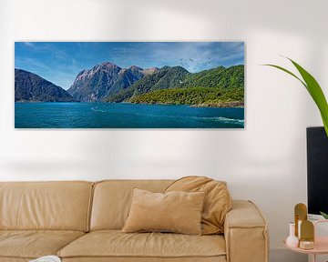 Panorama von Milford Sound, New Zealand von Rietje Bulthuis
