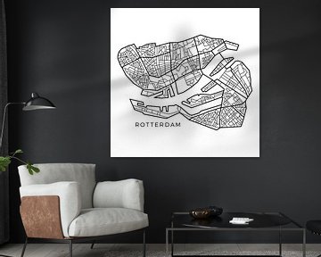 Karte von Rotterdam in Linien von Marco van Hoogdalem