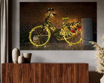 Yellow Christmas Bicycle in Delft by Charlene van Koesveld