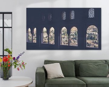 view over Granada though arab arched window, Spain by Fotografiecor .nl