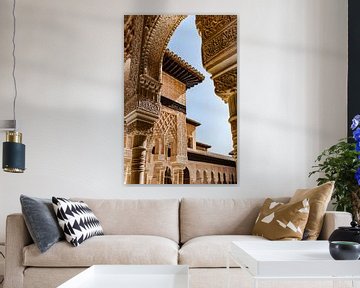 Mosaic walls and columns at the Alhambra Palace.  by Fotografiecor .nl