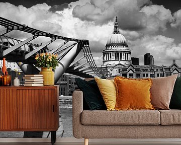 LONDON Millennium Bridge and St Paul's Cathedral | Monochrome by Melanie Viola