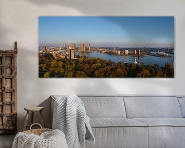 Panorama Rotterdam skyline at golden hour by PJS foto