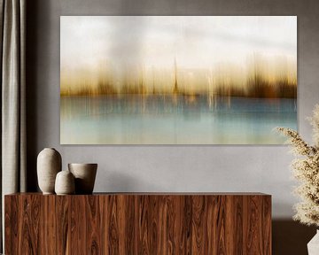 Dorp aan de rivier (impressionistisch) van Jacqueline Gerhardt