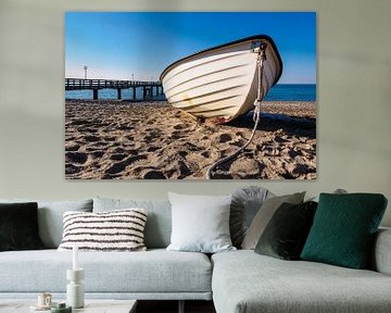 Fishing boat on shore of the Baltic Sea in Rerik