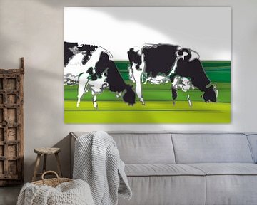 Koeien in minimalistisch landschap van Color Square