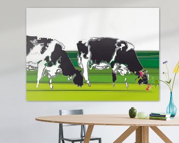 Vaches dans un décor minimaliste