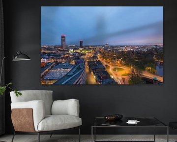 View from the Oldehove  in Leeuwarden at Night  by Kevin Boelhouwer