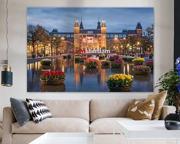 Rijksmuseum and tulips by Pieter Struiksma