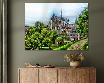 De Hooglandse kerk gezien vanaf de Burcht in Leiden van Jessica Berendsen