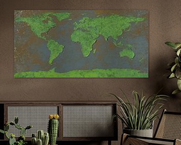 Carte du monde écaillée, verte 