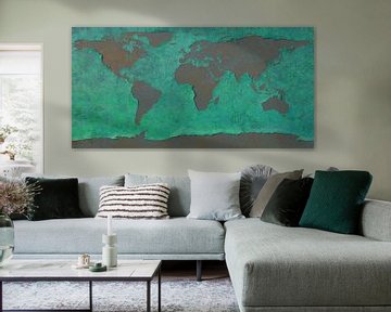 Carte du monde écaillée, bleue sur Frans Blok
