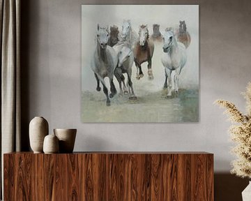 Horses, group of horses in gallop. by Color Square