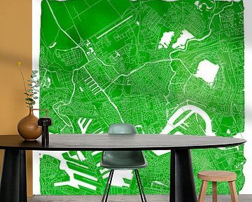 Rotterdam City map | Green watercolour | Square with White frame by WereldkaartenShop