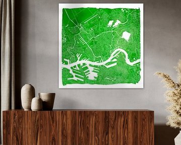 Rotterdam Stadskaart | Groen Vierkant met Witte kader
