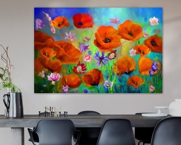 Flower painting with poppies by Marion Tenbergen