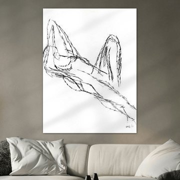 Weiblicher Akt liegend mit angehobenem Bein von Kris Stuurop