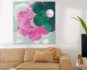 Liefde van de bloemenrozen: roze, mint en diepgroen van ART Eva Maria