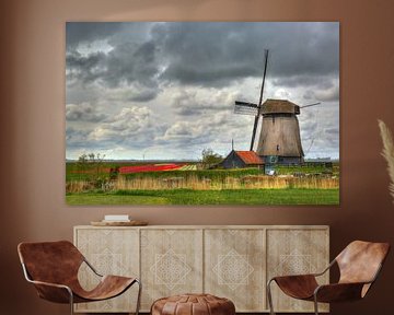 Molen en bollenveld by Jan Siebring