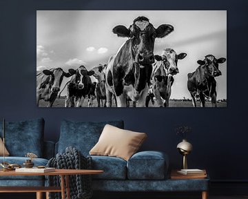 Koeien in de wei in de zomer in zwart wit van Sjoerd van der Wal Fotografie