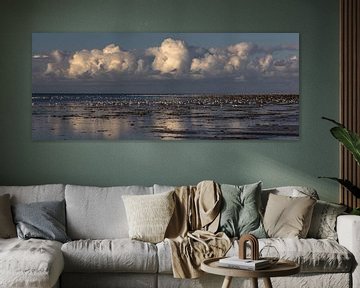 Wolken boven de drooggevallen Waddenzee bij Westhoek (Het Bildt) sur Meindert van Dijk