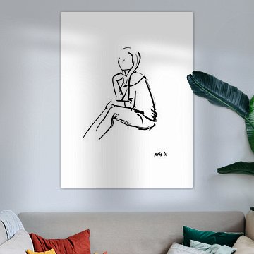 Tuschezeichnung Frau sitzend von Kris Stuurop