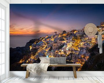 Zonsondergang in Oia / Santorini van Edwin Mooijaart