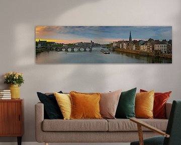 Panorama Maastricht from the Meuse with view on Saint Servaasbrug