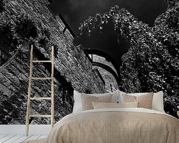 Old city wall Maastricht black / white by Anton de Zeeuw