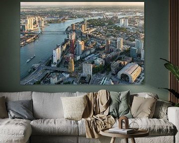 Luftaufnahme des Rotterdamer Stadtzentrums, Skyline und Martkhal